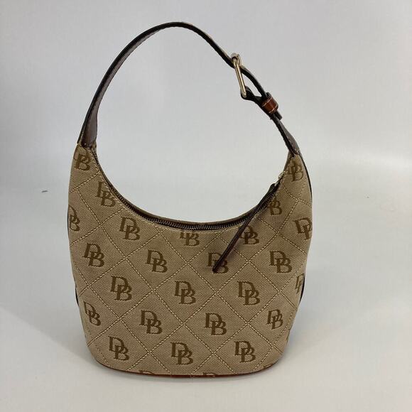 DOONEY & BOURKE SMALL TAN, BROWN SIGNATURE PRINT SHOLDER BAG - Picture 4 of 13